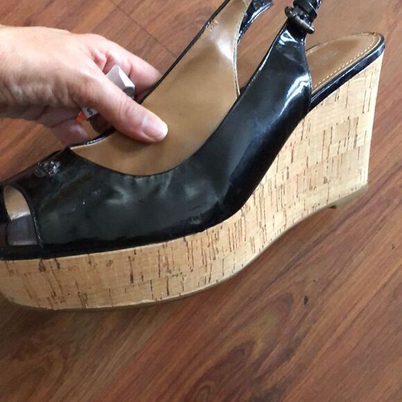 Coach patent leather and cork wedges size 9.5 black - Picture 10 of 15
